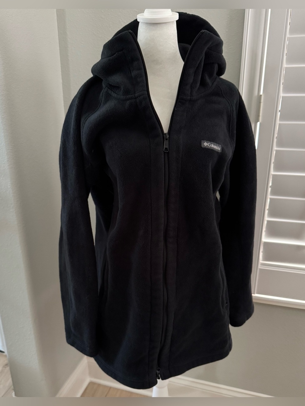 Columbia women’s XXL black full zip hooded fleece jacket soft shell coat EUC